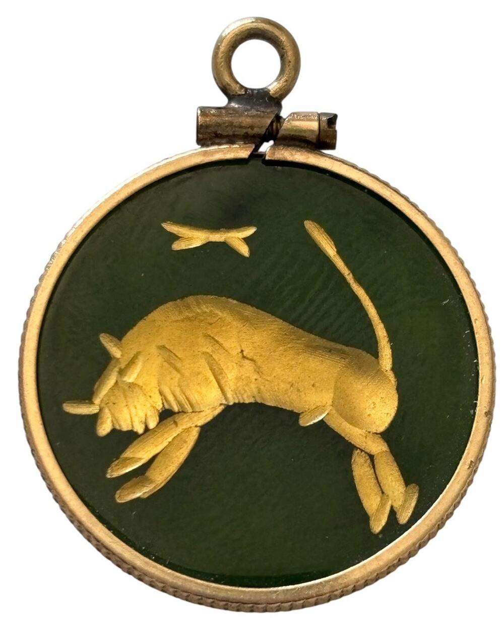 Jade Pendant Taurus Bull Astrological Pendant Charm Vintage 1/20 12k GF Spanish